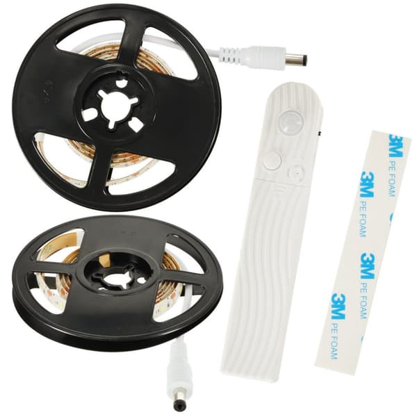 Vandtæt LED strip, batteridrevet, USB bevægelsessensor, 1M 59LED varm hvid