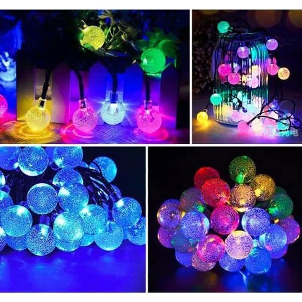Solar Light Garland 100 små LED-bollar Vattentät IP65 - 12m flexibel tråd inomhus och utomhus dekorationsbelysning