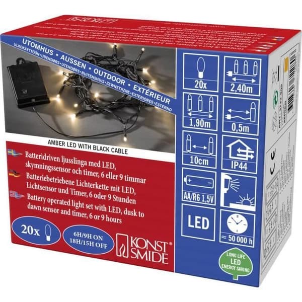 Konstsmide 3722-800 LED ljusslinga - Vit - Flerfärgad - Utomhus