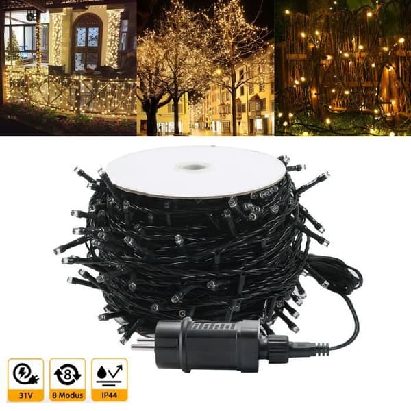 Light Garland - LARS360 - 80M - 800 LED - Vattentät - 8 ljuslägen - Varmvit