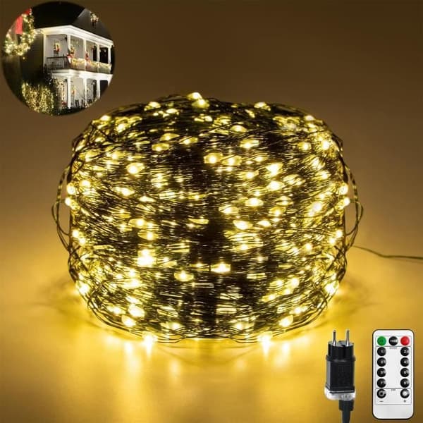 Ljusgirlang - LARS360 - 100M - 1000 LED - Fjärrkontroll - 8 lägen - IP44 Vattentålig