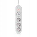 Miniatyrbillede 2 af 9: OVERFLØDSBESKYTTENDE POWER STRIP 3 stikkontakter 1,5 m GRÅ