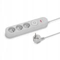 Miniatyrbillede 1 af 9: OVERFLØDSBESKYTTENDE POWER STRIP 3 stikkontakter 1,5 m GRÅ