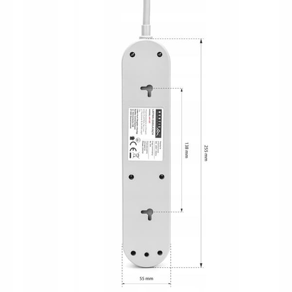 POWER STRIP SURGE SUOJAUS 3 pistorasioita 5m HARMAA 500cm
