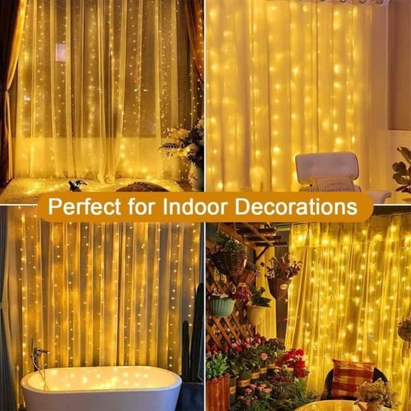 yowin Ljusgardin 6m x 3m 600 LED Ljusgarn med Transformator, Timer, 8 Läge Vattentät Ljusgardin Jul