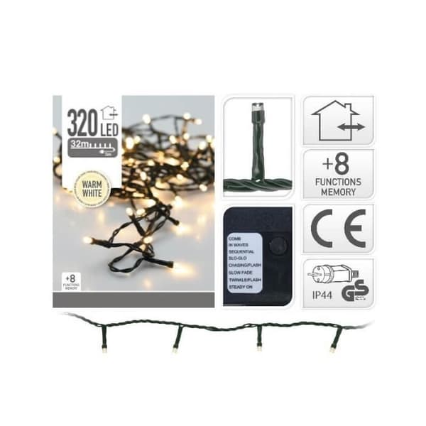 Ljusgirland - Noname - 320 LED - Varm vit - Elektrisk - 37 meter