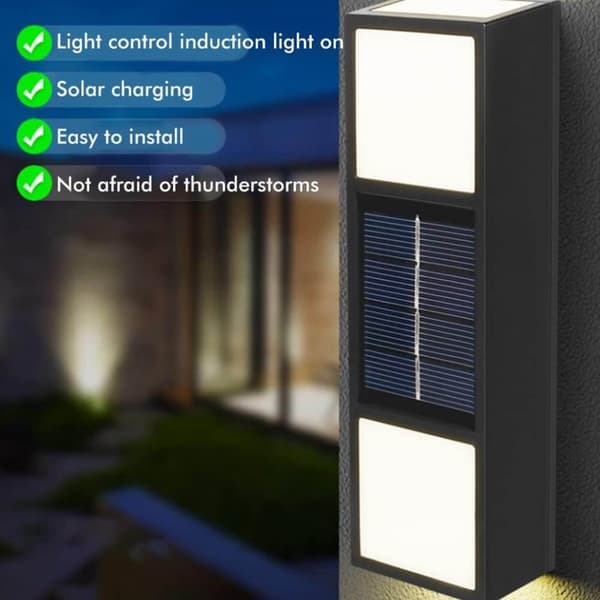 2-Pack Solcellelampe for Fasadevegg Utendørs - Fasadebelysning Solcelle Sort (kopi)