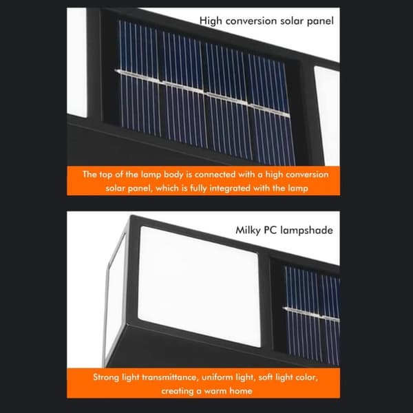 2-Pack Solcellelampe for Fasadevegg Utendørs - Fasadebelysning Solcelle Sort (kopi)