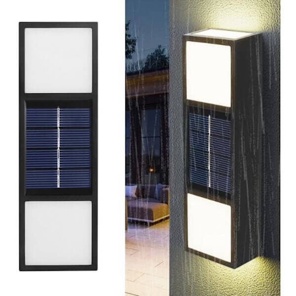 2-Pack Solcellelampe for Fasadevegg Utendørs - Fasadebelysning Solcelle Sort (kopi)