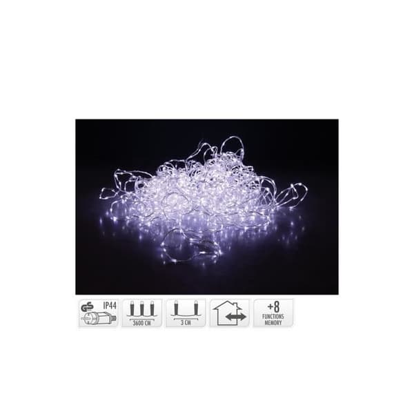 Soft Wire 1200 Cold White Led Garland - GENERISK - 8 funktioner - 39m