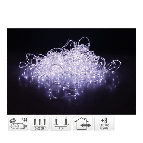 Soft Wire 1200 Cold White Led Garland - GENERISK - 8 funktioner - 39m