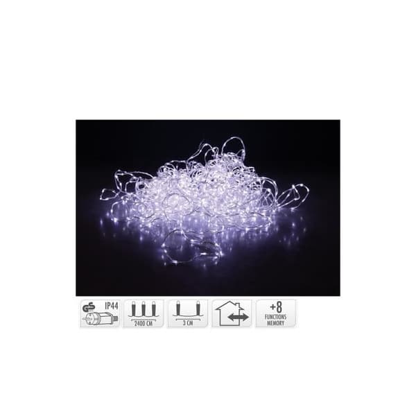 Soft Wire 800 LED Cold White Garland 27m 8 Funktioner - GENERISK