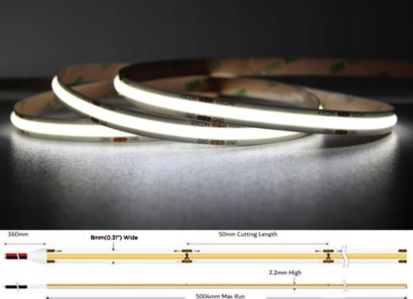 Mw Lighting Mw Lighting LED STRIP LED-COB-12V/8W-CW/5M - 6500 K MW-belysning