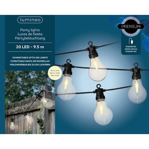 Utomhus LED-ljusgirlang med transparenta glödlampor L.9,5m VALO - Stor