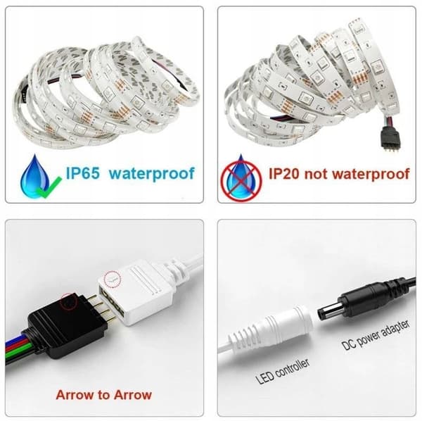 RGB LED STRIP OUTDOOR 230V FÖR TV 5M 3528 STARK RUMSFJÄRRKONTROLL