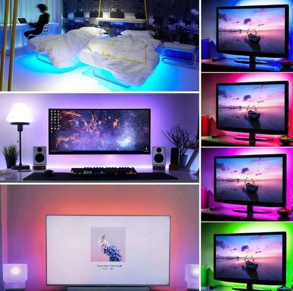 RGB LED STRIP OUTDOOR 230V FÖR TV 5M 3528 STARK RUMSFJÄRRKONTROLL