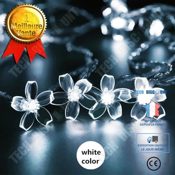 TD® Led String Lights 7M Solar Garden Lights LED String Light Utomhusbelysning - Modell: Vita 5M 20LEDs
