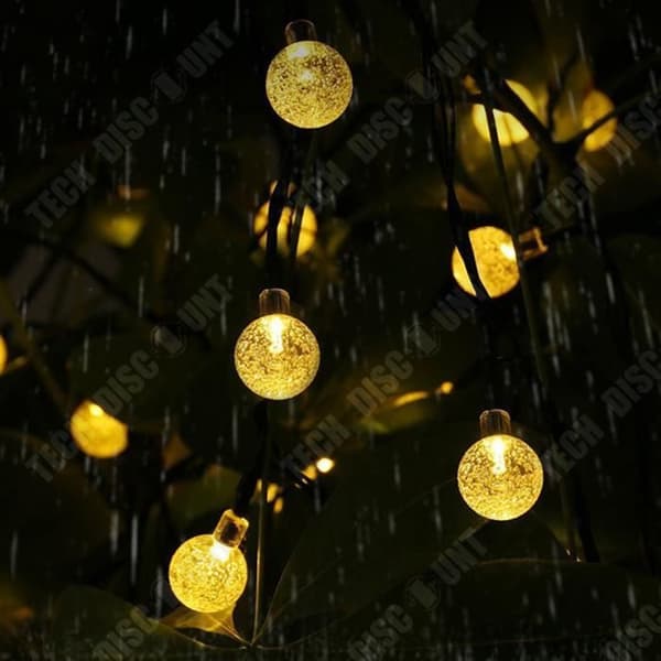 TD® Solar LED String Lights Pearl Crystal Ball Light Utomhus Juldag Dekoration Blinkande ljus färg