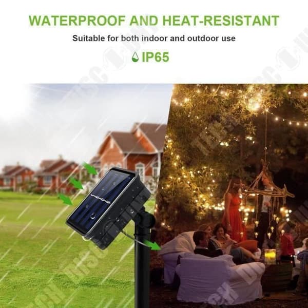 TD® Solar String Lights 20m utomhus, trädgård, uteplats, bröllop och julfest utomhusbelysning tillbehör