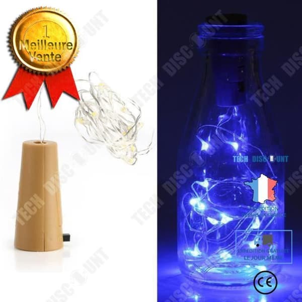 TD® LED String Lights Batteridriven flasklock Vattentät belysning med 15 lysdioder x1,4M för gör-det-själv-bröllopsfest, blå LITT1511