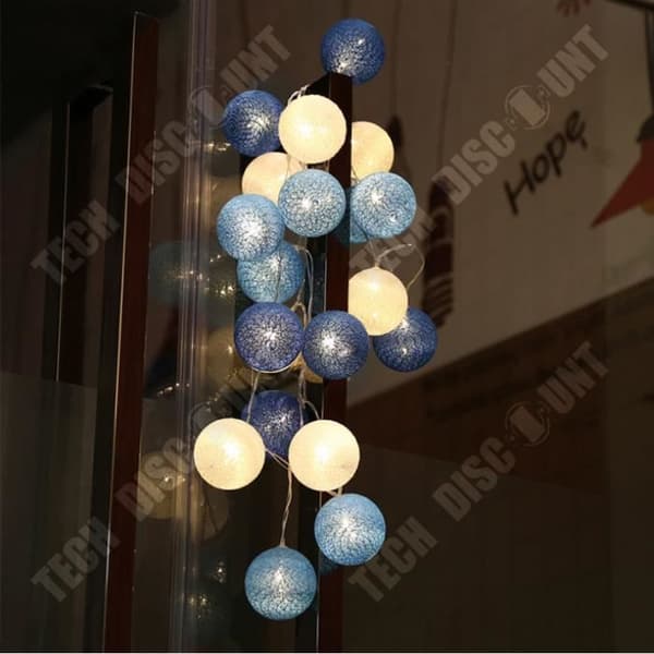 TD® Pink-White-Cream-Grey Bomullsbollar LED String Lights Batteridrivna LED Fairy Lights - Modell: 1,5 m 20 bollar - MILEDCA169