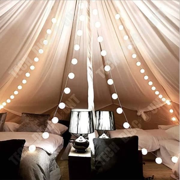 TD® Pink-White-Cream-Grey Bomullsbollar LED String Lights Batteridrivna LED Fairy Lights - Modell: 1,5 m 20 bollar - MILEDCA169