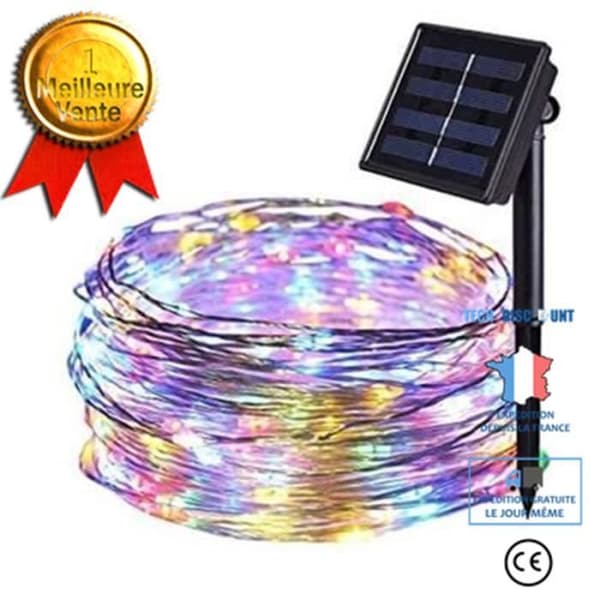 TD® Solar koppartråd LED Strängljus 8 funktioner 20 meter 200 ljus-färg