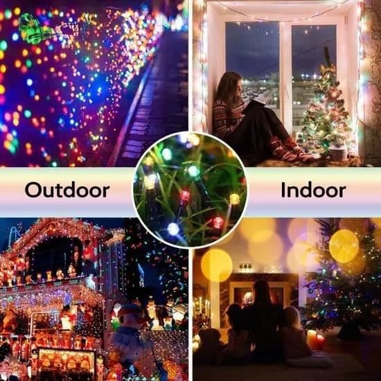 Ljusgirlang - Solenergi - 20M - 200 LED - Flerfärgad - 8 ljuslägen