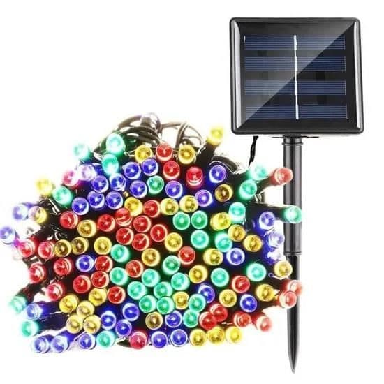 Ljusgirlang - Solenergi - 20M - 200 LED - Flerfärgad - 8 ljuslägen