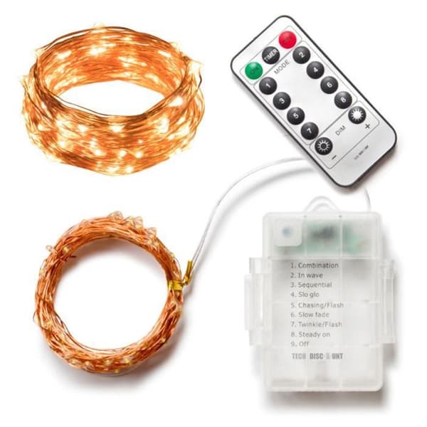 TD® 100 lysdioder 10M vattentät batteridriven LED-slinga med fjärrkontroll, för bröllop Home Garden Christmas, (varmvit)