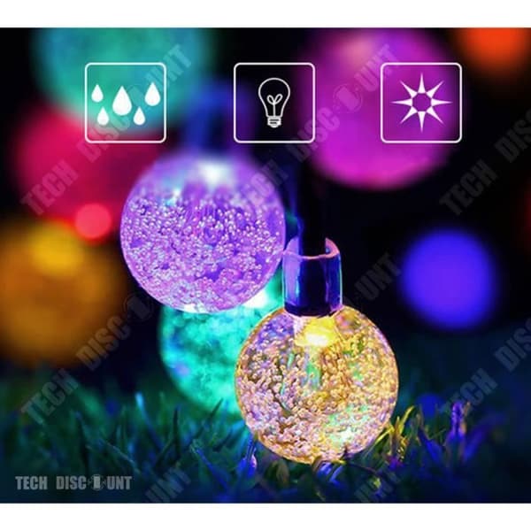 TD® Julrekvisita 6m 30 LEDs Solar String Light Bubble Style Nyårsdekoration Lampa-Julljus (färg)