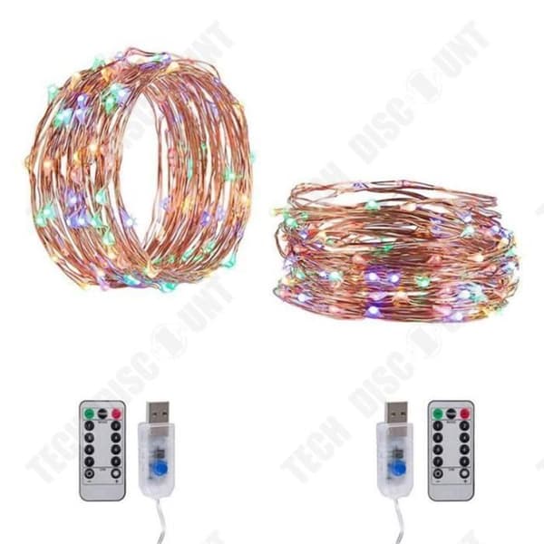 TD® USB led-slingor, [2-pack]10m 100LED silvertråd med fjärrkontroll, 8 lägen (färg).