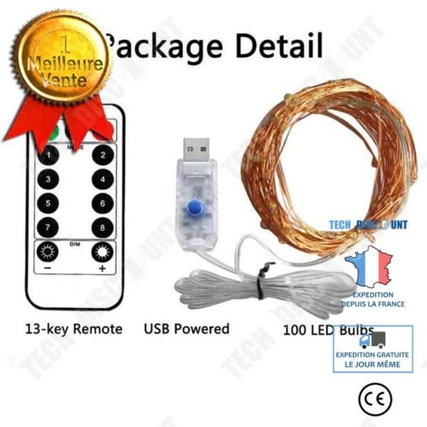 TD® USB led-slingor, [2-pack]10m 100LED silvertråd med fjärrkontroll, 8 lägen (färg).