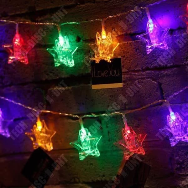 TD® LED Photo Clip Star String Lights Hög med 20 lampor Varmvit 3m Klar, Födelsedagsfest, Bröllop