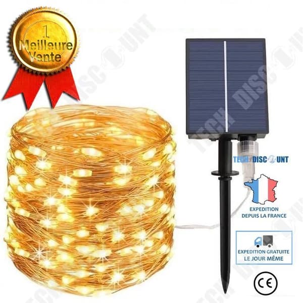 TD® LUMI JARDIN Skinny Solar Copper Fairy Lights - 100 mikrolysdioder - 11,9 m - Varmvitt