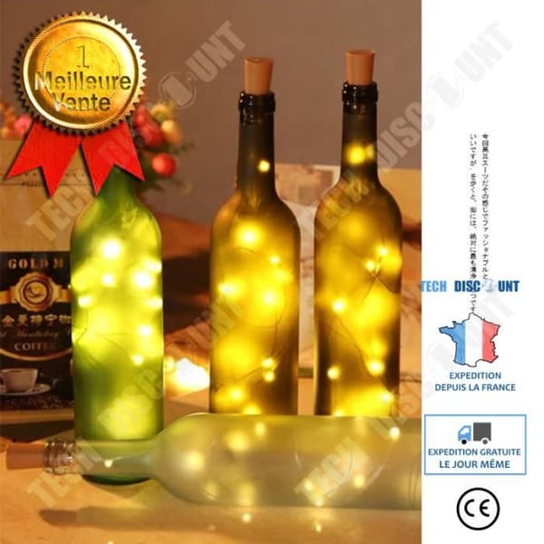 TD® LED String Lights 1M 10LED 2M 20LEDs med flasklock för Glas Craft - Modell: WHITE 1M