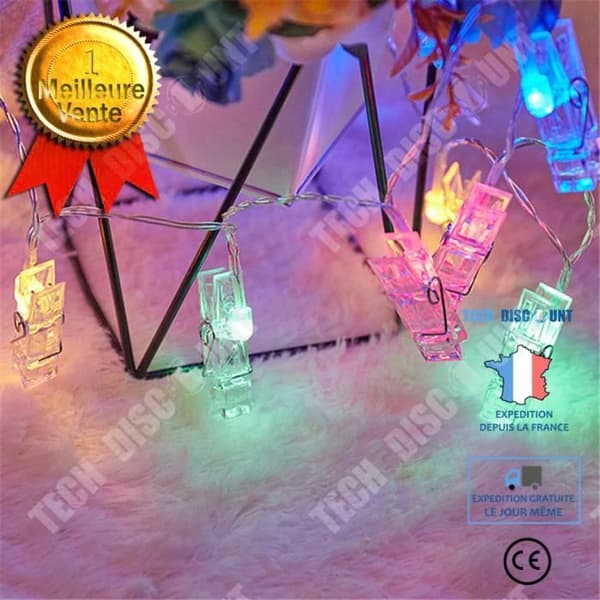 TD® LED Photo Clip Star String Lights Hög med 20 lampor Varmvit 3m Klar, Födelsedagsfest, Bröllop