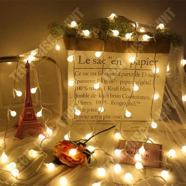 TD® 10M LED String Lights Bollar Vattentät Varmt Vitt Ljus Hem Omgivningslampa Dekoration Jul Bröllop Parasoll Café Fest D