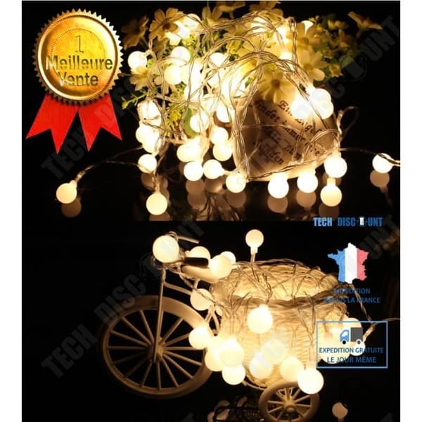 TD® LED Fairy Lights - 100 bollar - Vattentät - Med plugg - Varmvit - 10 m