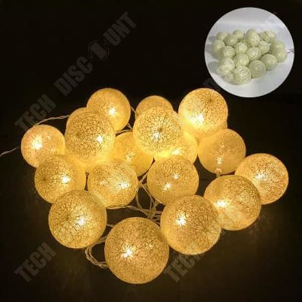 TD® LED Fairy Lights, 10 bomullsbollar, batterifunktion, stämningsljus, sfärer Ø6 cm, diff. färger