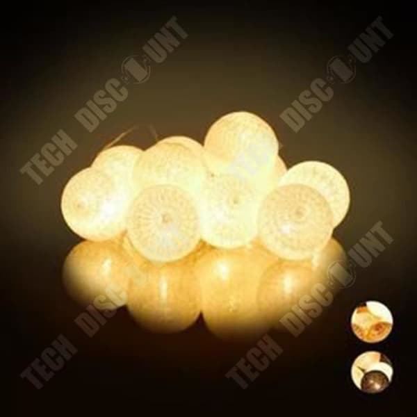 TD® LED Fairy Lights, 10 bomullsbollar, batterifunktion, stämningsljus, sfärer Ø6 cm, diff. färger