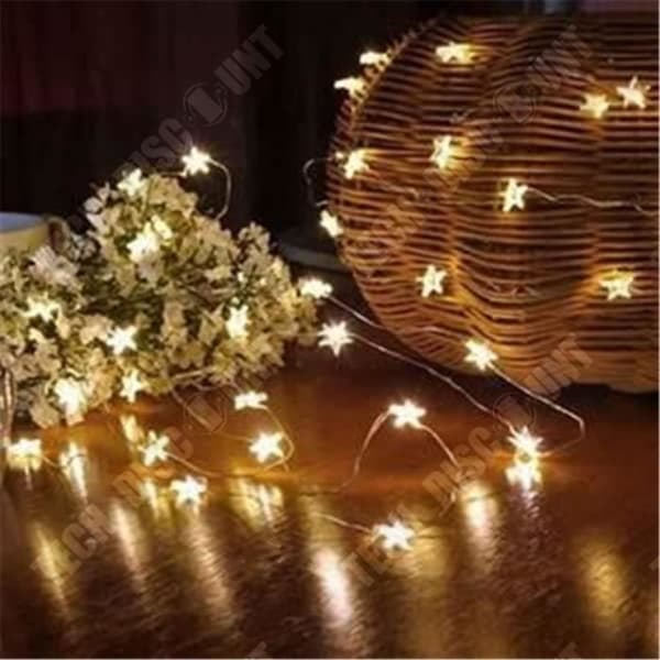 TD® Vattentät LED Koppartråd Stjärna Fairy Lights Christmas Fairy Lamp Bröllopsfest Dekor, Varmvit 2m An0