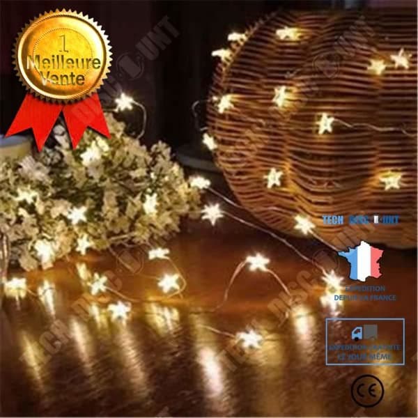 TD® Vattentät LED Koppartråd Stjärna Fairy Lights Christmas Fairy Lamp Bröllopsfest Dekor, Varmvit 2m An0