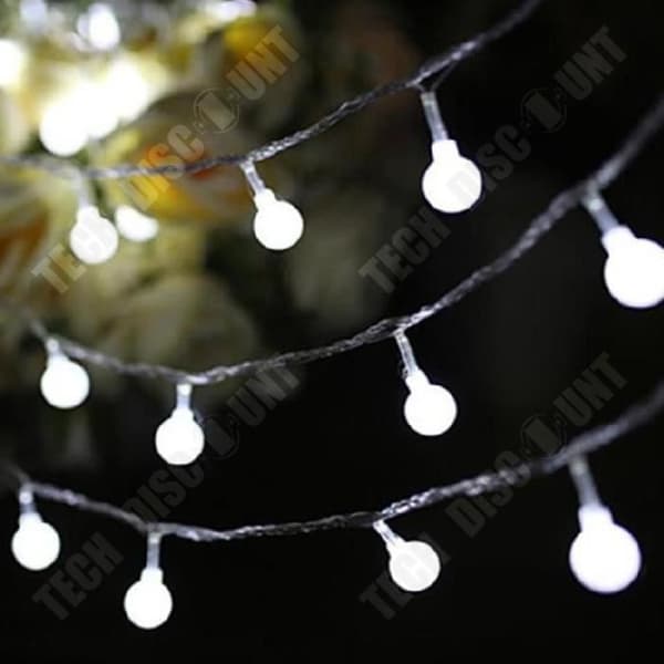 TD® Warm White Frosted Small Ball Batteri LED String Lights - 40 bollar - Vit - 6m