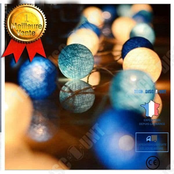 TD® 20 bollar 3 m LED-slingor Bubble Bomullsboll Fairy Lights Dekorativa lampor Blå och gula LED-lampor