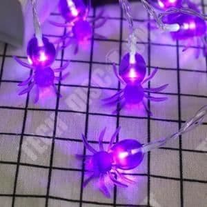 TD® Halloween lila spindel LED slingljus 1,5 meter