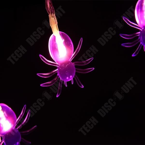 TD® Halloween lila spindel LED slingljus 1,5 meter