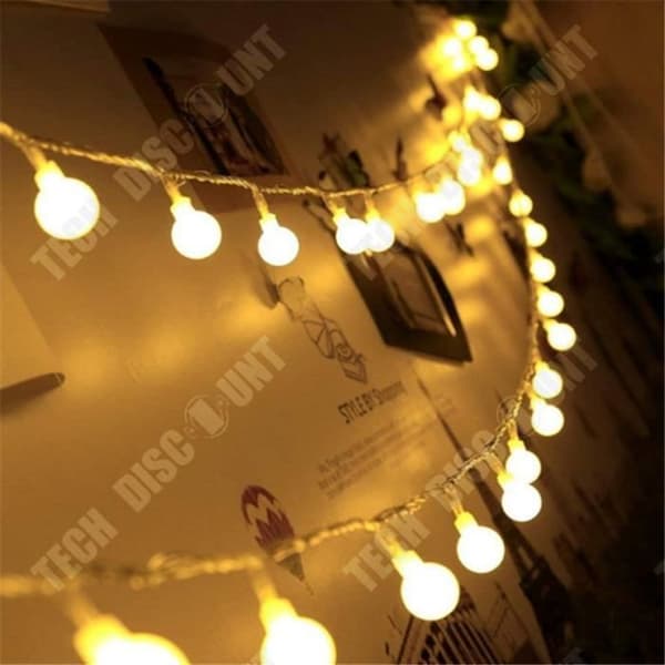 TD® Outdoor Light Garland Guinguette 100 LEDS 10M + 3M Förlängningskulor 8 Driftläge Vattentät IP44