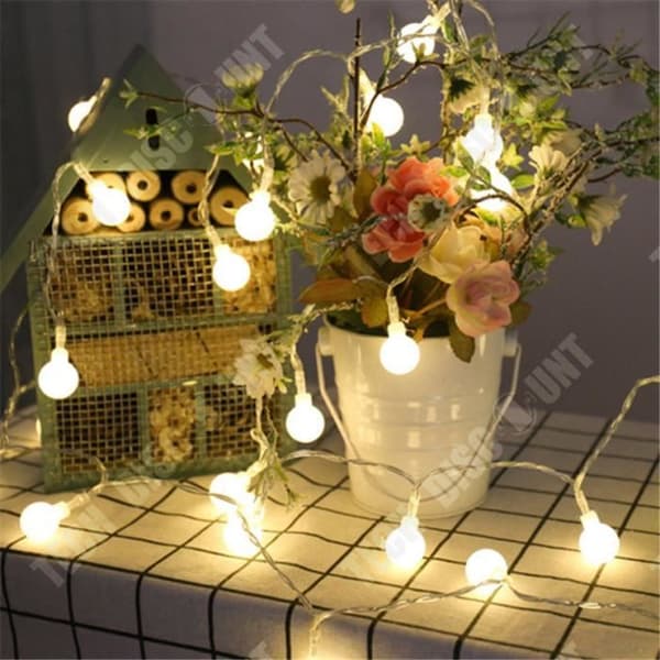 TD® Outdoor Light Garland Guinguette 100 LEDS 10M + 3M Förlängningskulor 8 Driftläge Vattentät IP44