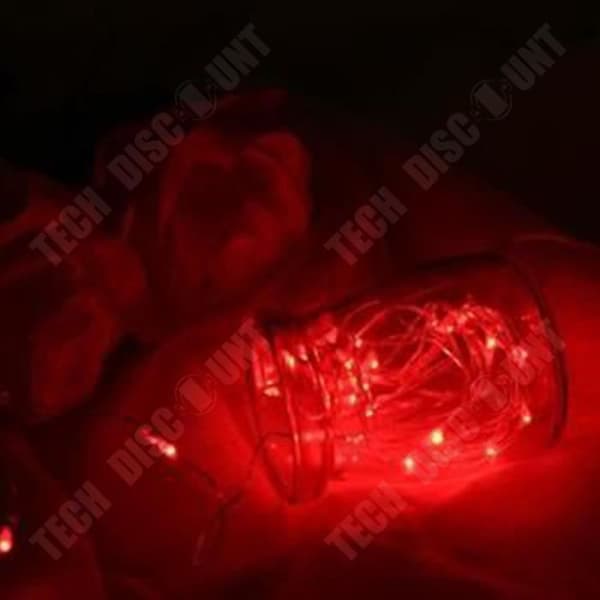 TD® LED-snöreljus deco-tråd USB-festprydnad (röd 5m)